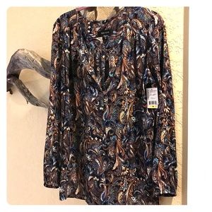 Karen Kane Sheer Paisley Peasant Blouse Size M Brand NWT